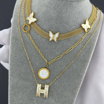 "Fjärilar" Halsband – 18K Guldpläterat Stål