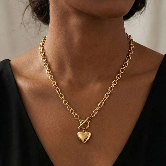 "Heart" Halsband – 18K Guldpläterat Stål