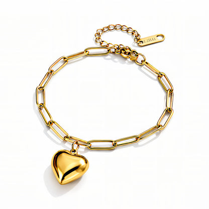 "Heart" Bracelet – 18K Guldpläterat Stål