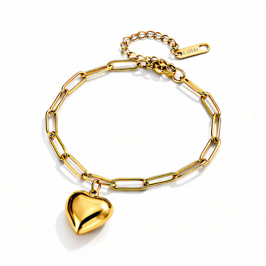"Heart" Bracelet – 18K Guldpläterat Stål