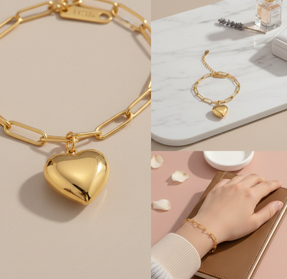 "Heart" Bracelet – 18K Guldpläterat Stål