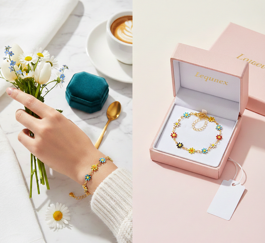 "Flowers" Bracelet i 18K guldpläterat stål