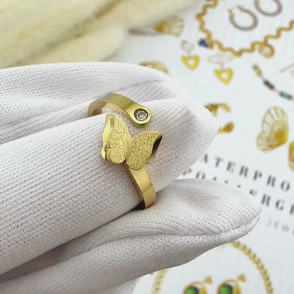 "Fjäril" Ring – 18K Guldpläterat Stål